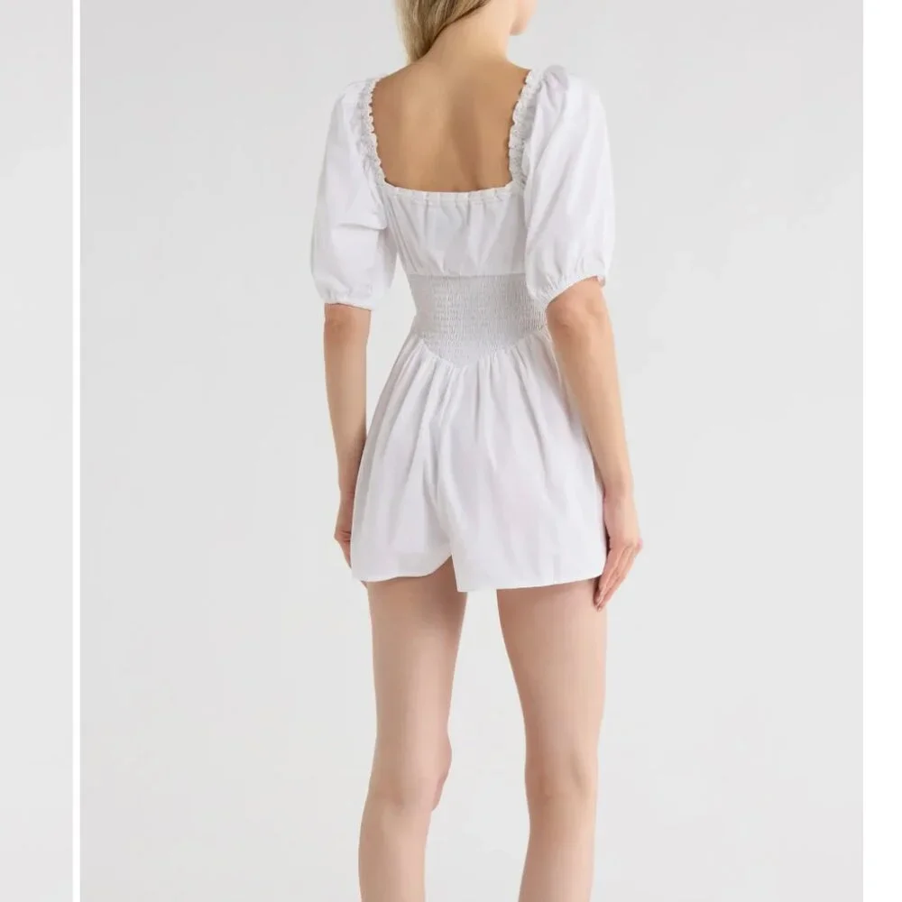 NWT ASOS DESIGN Poplin Smocked Cotton Romper - size 14 - Picture 3 of 7